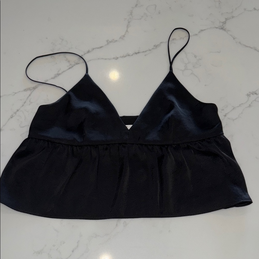 Little Moon Black Sleeveless Crop Camisole